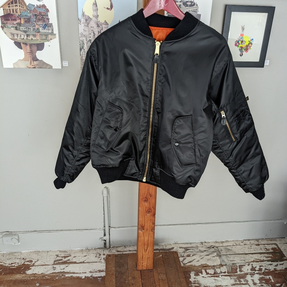 Army Surplus Bomber Jacket NWOT Black with Orange inside